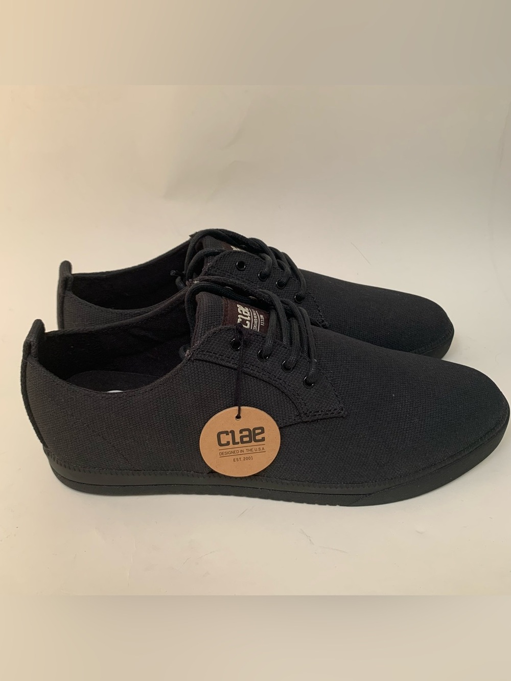 Clae Ellington Textile - Men's Black Waxed Canvas Shoes - sz 8 Preppy